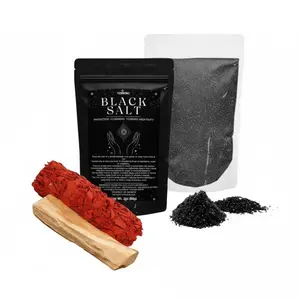 Black Salt 2oz with Dragons Blood Incense 3 Pack Protection Cleansing Ritual Kit for Advanced Spiritual Practices & Home Entryways
