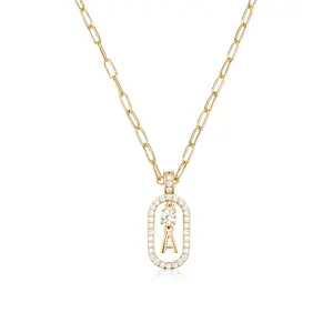 MEIITRUE Initial Letter Pendant Necklaces for Women, 14K Gold Plated Layered Alphabet Necklace with Paperclip & Snake Chains, Zirconia Letter Charm Jewelry Gift