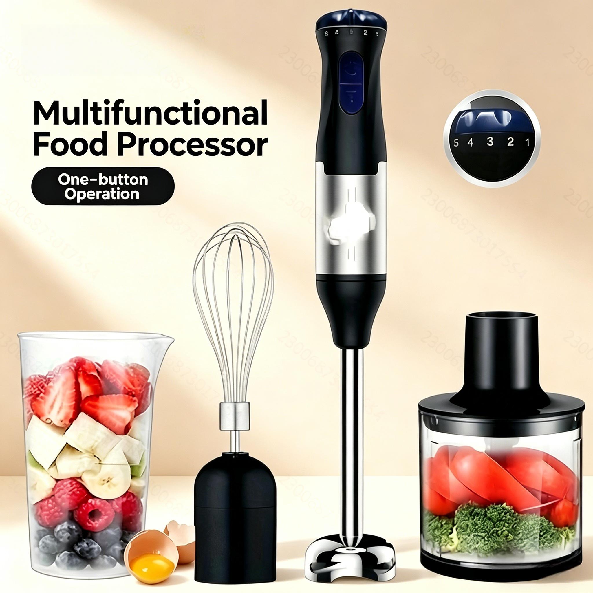 All-in-One Immersion Blender Set for Adult Family Daily Cooking, 110V 60Hz 700W High Watt Electric Blender US Plug Design, Detachable Accessories Easy Washing Multipurpose Tool for Baby Purees Smoothies Juices Kitchen Meal Making