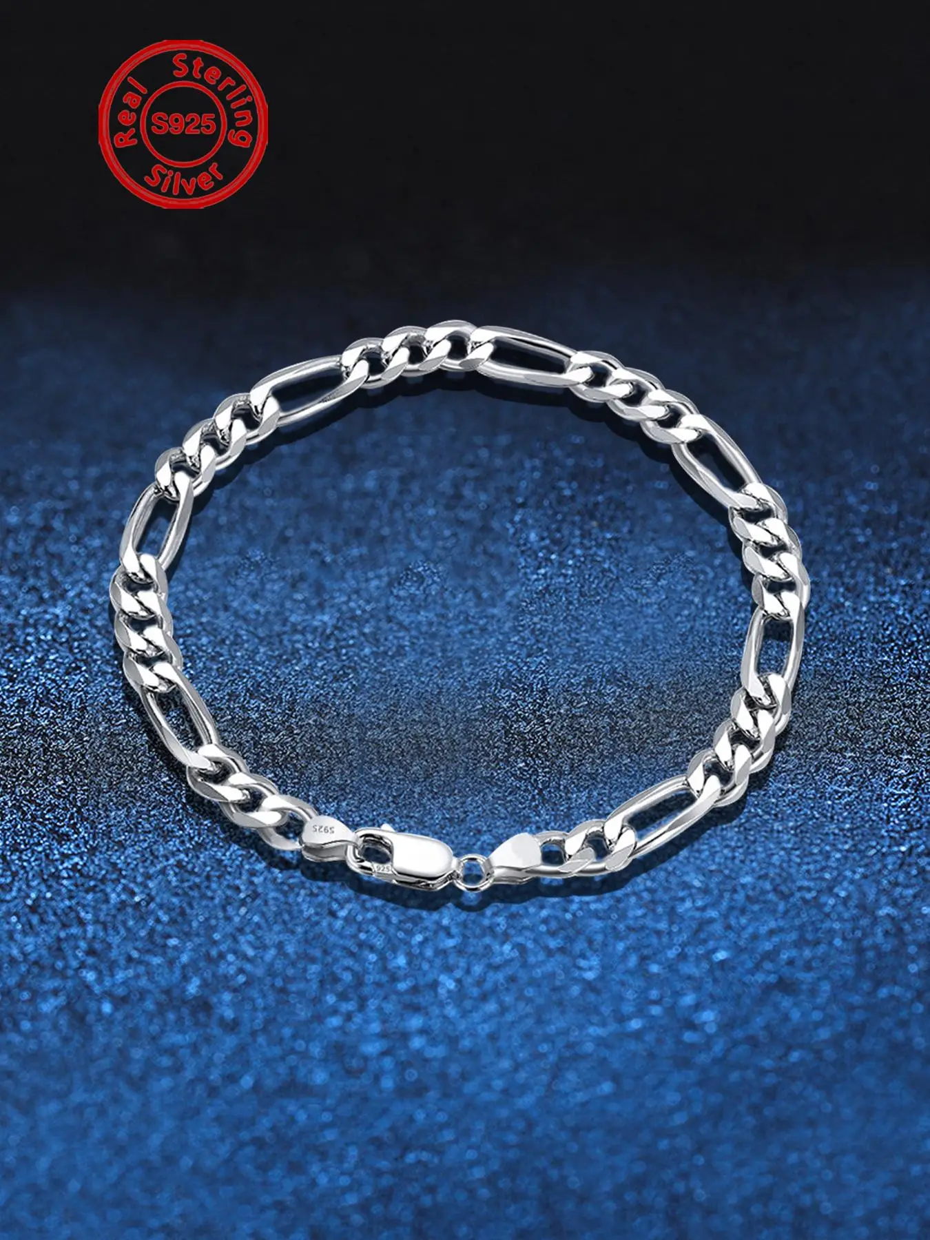S925 Sterling Silver Men's Street Style Minimalist Chain Bracelet, Fashionable Hip Hop Chain Bracelet for Party, Daily Decor, Trendy All-match Jewelr