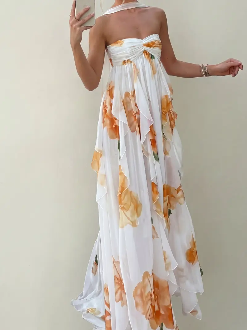 white floral dress for bridal shower Elsa White Floral Applique Mini Dress S