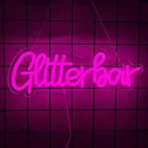 Glitter Bar Neon Sign,Bar Signs for Home Bar Decor,Led Bar Sign for Wedding,Birthday Party,Music Festival,Bachelor Party,Halloween, Christmas Decoration,Best Gift for Boys and Girls