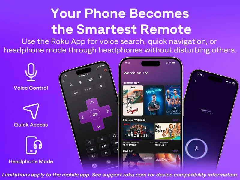 Roku app features and limitations