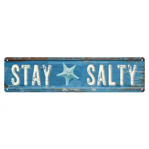 Beach Wall Decor Summer Decorations For Home Bedroom Metal Tin Sign Beach Themed Room Decor Starfish Wall Decor House Bathroom Decor Stay Salty Metal Tin Signs