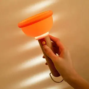 Cute Toilet Seat Night Light Wooden & Silicone Rechargeable LED Flashlight with 30-Minute Timer One-Button Control for Bedrooms Bathrooms Living Rooms