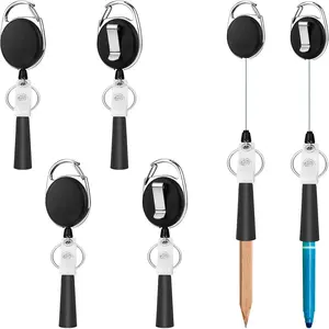 Retractable Pen Pencil Holder  with 31.5 Inch Dyneema Line, Elastic Silicone Retractable Pencil Cup, Stationery Organizer, Ideal for Carpenters Nurses Mechanics Architects Office Workers