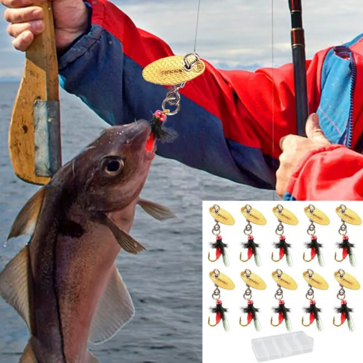 10pcs 9/11/12mm Hard Metal Rooster Tail Fishing Lure Set, Artificial Fishing  Lures with Tackle Box for Bass Trout, Freshwater Saltwater Lake River Use,  Artificial Fishing Lure,summerwins - TikTok Shop