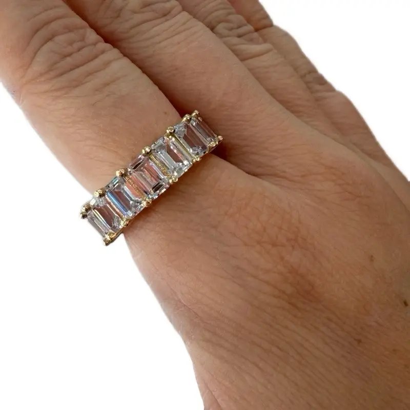 14K Gold Churumbela Ring with CZ Baguette Stones Unisex Elegance and Shine