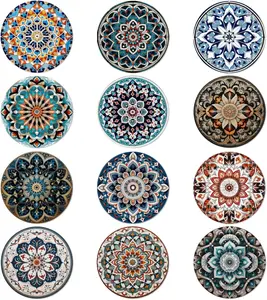 12 Pack Felt Cup Coasters for Drink, Absorbent Coasters for Coffee, Classical Flower Pattern Design Drink hand placemats Coasters