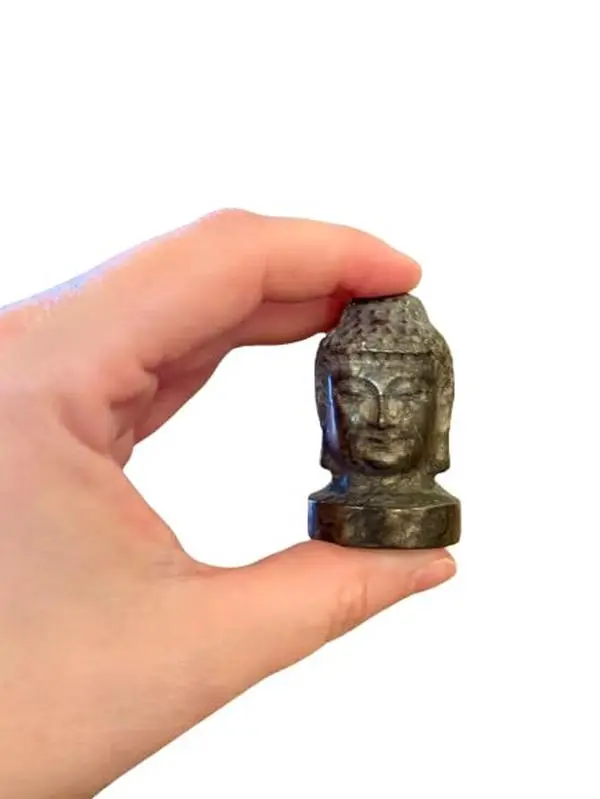 2" Crystal Pyrite Buddha Head ~ Gift Set with Complimentary Selenite ~ 99 grams ~ Statue ~ Zen Home Decor ~ Meditation Crystals ~ Relaxation ~ Crystal Carving ~ Reiki ~ Metaphysical