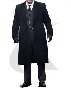 Men's New Black Peaky Blinders Wool Coat - Long Trench Winter Jacket for Cold Weather & Formal Occasions