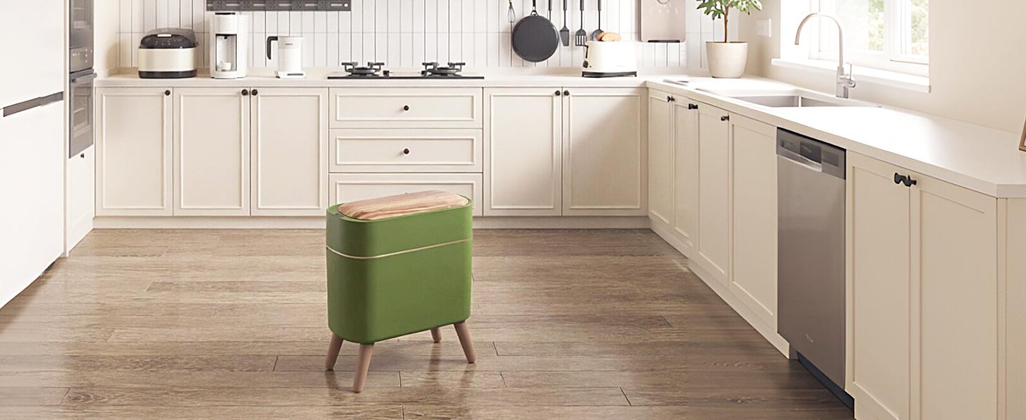 Pukomc Motion Sensor Trash Can with Lid Touchless Waterproof Garbage Bins for Kitchen Bathroom Bedroom Living Room Office Outdoor Black Automatic Dustbin with Wave Stripes and Pop-up Lid