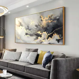 youkuart Wall art, abstract art, fluid lines, marble art, black and yellow canvas prints, living room, bedroom, dining room, home, office decoration, large frame ready to hang 20 "x40" decorative gifts