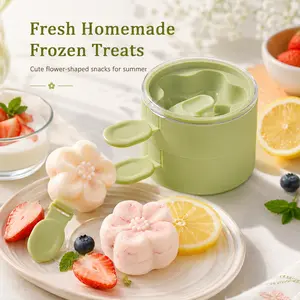 Flower Popsicle Mold, DIY Frozen Dessert Maker with Dust Cover, Reusable Ice Cream Mold for Summer Drinks, Yogurt, Fruit Juice and Smoothies