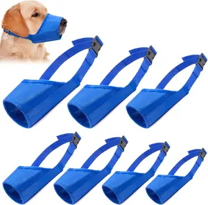 7Pcs Dog Muzzles Suit Adjustable Breathable Safety Small Medium Large Extra Dog Muzzles for Anti-Biting Anti-Barking Anti-Chewing Safety Protection (Blue) - Home Improvement.