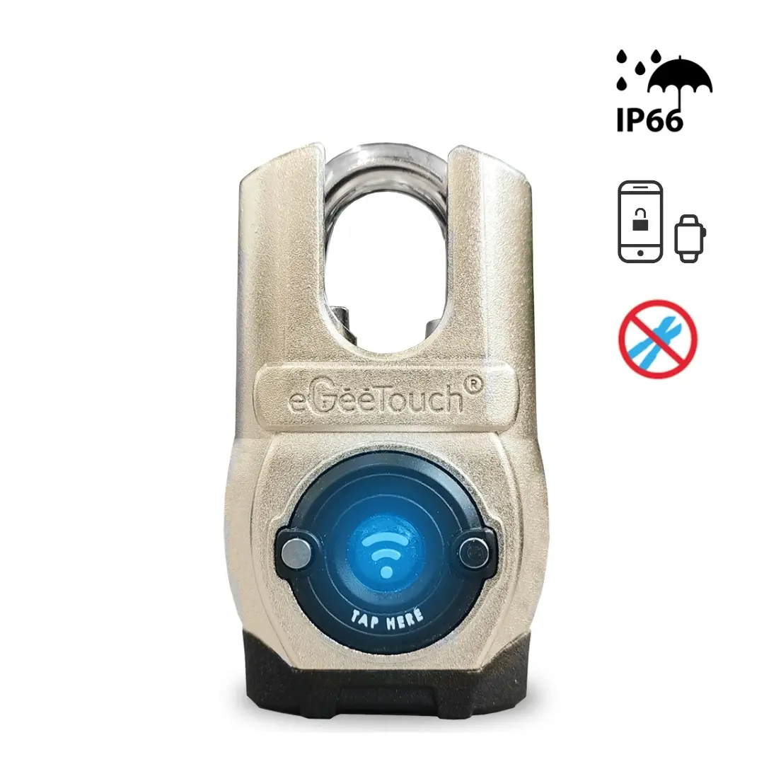 eGeeTouch 5-02503-94 eGeeTouch 5th Gen. Smart Padlock (Anti-Cut) - Bluetooth+NFC, Outdoor, Weatherproof, Electronic Lock, Standard Size
