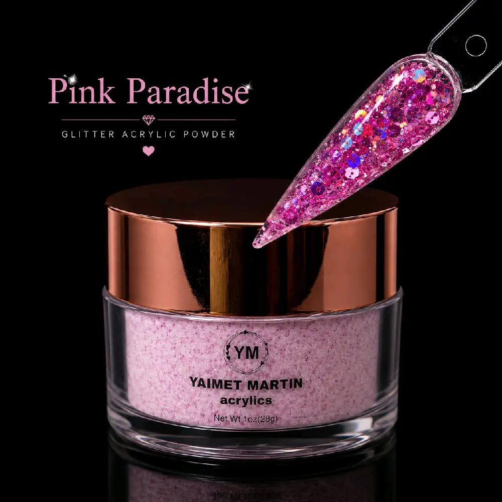 Pink Paradise Glitter Acrylic Powder, 1 oz