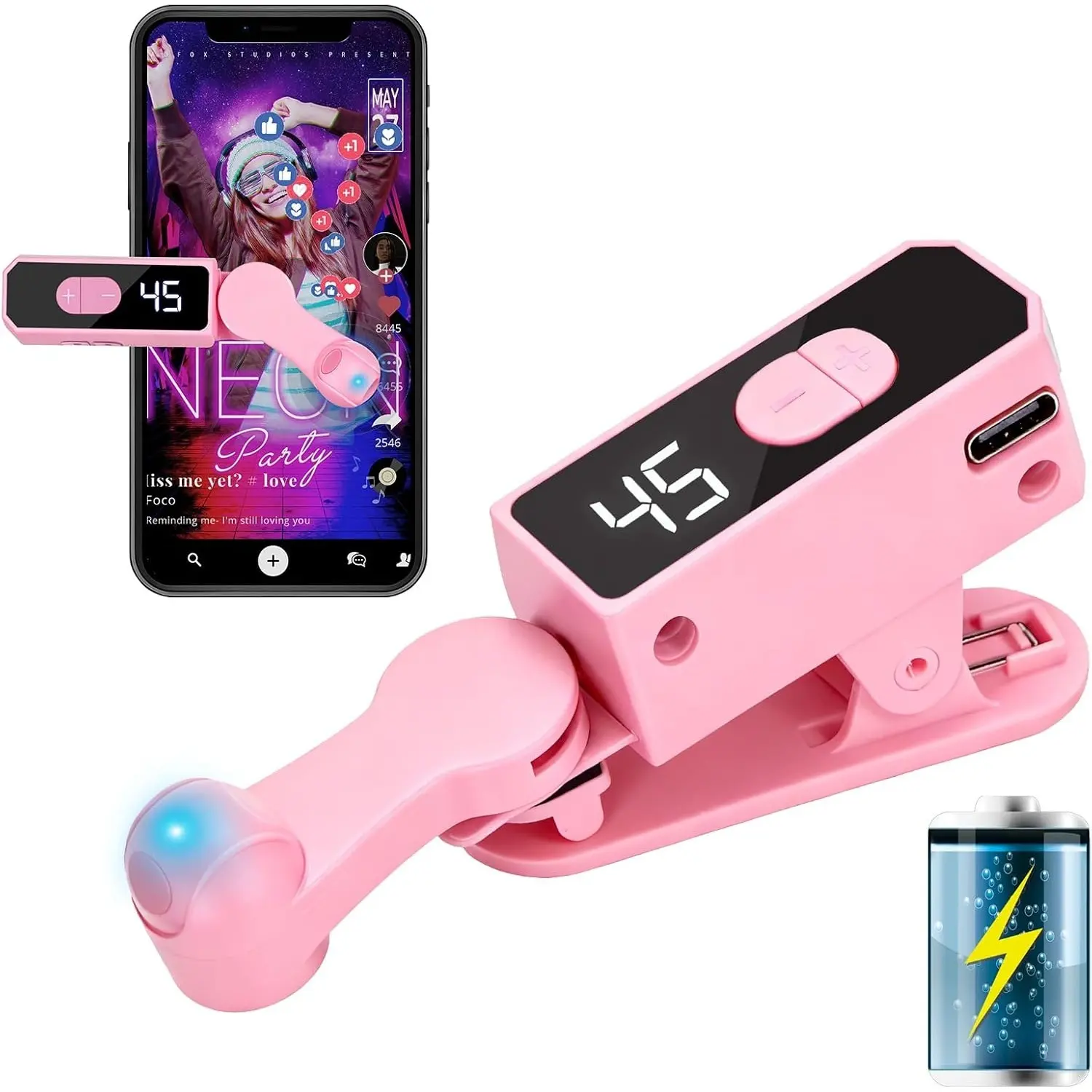 Portable Auto Clicker Smartphone Accessory - Built-in Long-Lasting Battery, Hands-Free Silent Operation, for iPhone iPad Android Mobile Cellphone Selfie, Gaming, TikTok Live Tasks (Pink)