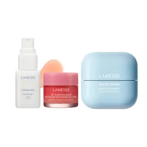 Laneige Hydration Essentials Trio, Water Bank Moisturizer 50mL, Lip Sleeping Mask, and Cream Skin Toner & Moisturizer 30ml