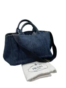 Pre-owned PRADA Denim Logo Tote Handbag/AR06206209