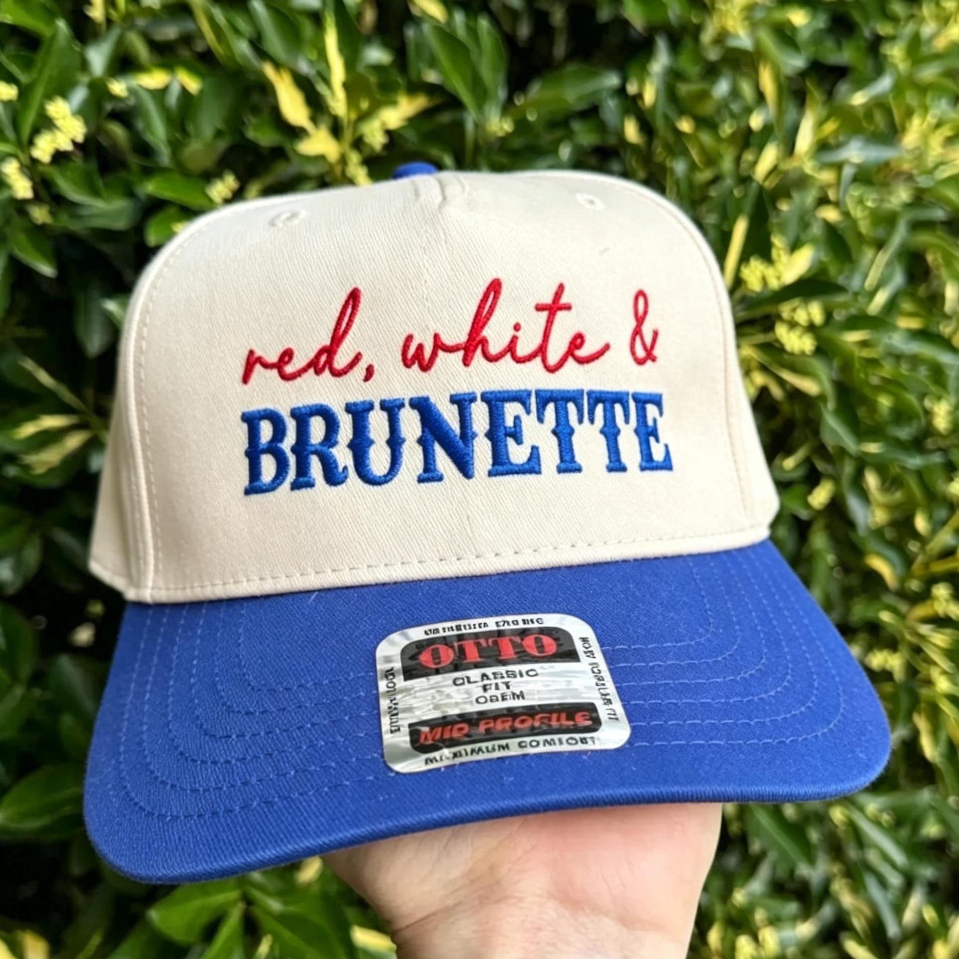 Red White & Brunette Hat - Funny 4th of July Patriotic Snapback, Vintage Country Concert Summer Beach Cap,Summerwins Independence Day America Style Party Gift for Her trucker woman usa Fashion Hats