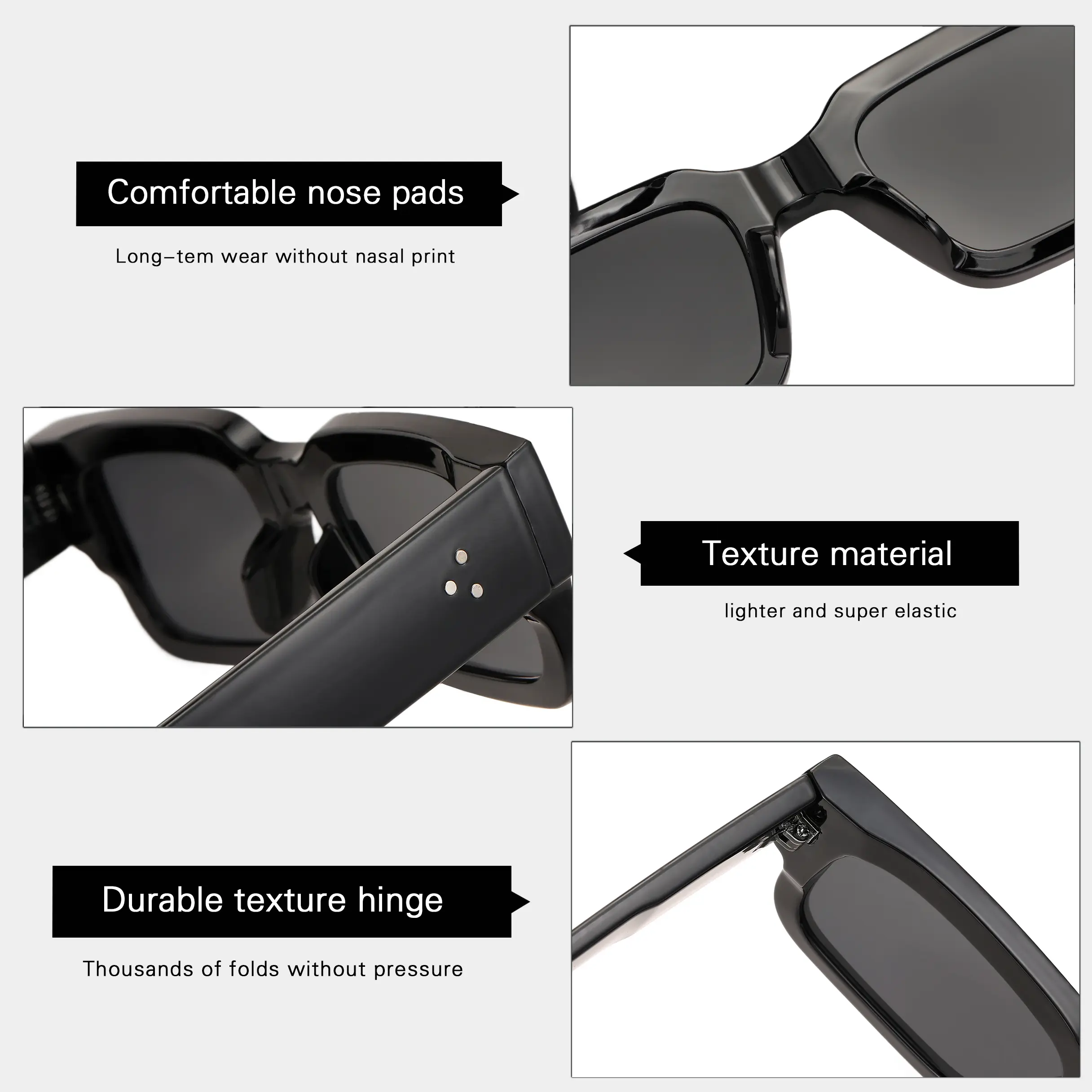 Unisex 2PCS Chunky Frame Sunglasses - UV400 Protection  display picture 1
