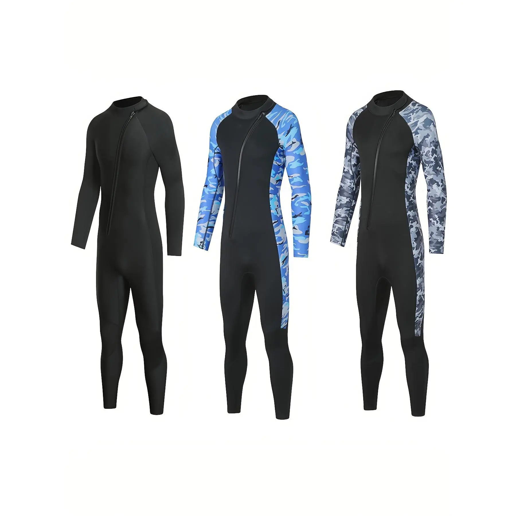 Unisex 3mm Thickened Neoprene Integrated Cold-Proof Waterproof Swimsuit - Anti-UV and Full-Zip Long-Sleeve Design, Suitable for Surfing, Diving, and All-Season Swimming, Front Zip Closure