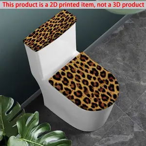 Classic Leopard Print Toilet Tank Cover Set, Milk Silk Toilet Tank Cover, Full Elastic Wrap, U-Type Adapter, Bathroom Decor Accessories