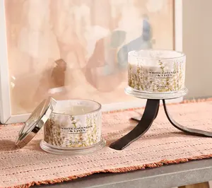 HomeWorx by Slatkin + Co. S/2 18oz White Lavender and Linen Candles Decor Fragrance