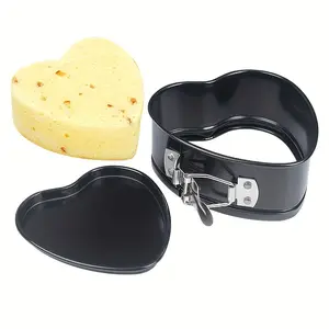 1pc, Heart Detachable Bottom Baking Pan (4.13''),  Nonstick Baking Pans Spring Form For Cheesecake, Fried Eggs, Pudding Mold, Cake MoldTier, Wedding Cakes, And More - Removable Bottom, Leakproof Bakeware Sets, Baking Tools, Kitchen Accessories