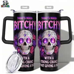 Stainless Steel Insulated Tumbler with Lid, Vacuum Insulated Flask, 40oz 30oz 22oz 20oz, Double Wall Vacuum Insulated Water Bottle Hot Cold 24 Hours, Leakproof Travel Mug Insulated Cup Sugar Skull With Roses Gift for Women Men K, Stainless Steel Thermos
