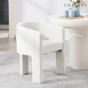 CHAIRUS  Linen Barrel Dining Chairs, Modern Barrel Dining Chairs with Arms, Upholstered Kitchen Armchair with Back,Comfy Kitchen Side Chair,Accent Chair for Dining Room,Living Room, Reception Room, Beige