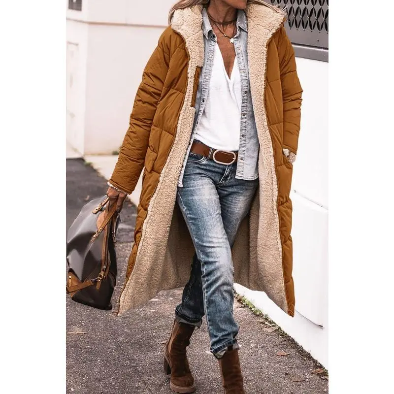 Women's Fashion Clothes Shearling Fleece Long Coats Jackets Keep Up with The Latest Trends in Design Comfort Fit Casual Attire Winter Clothing for Women Day Womenswear