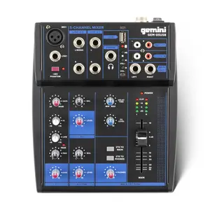 Gemini Sound GEM-05USB: Compact 5 Channel Bluetooth Mixer with Ultra-Low Noise Analog Mixer - Audio, Microphone