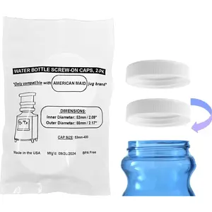 Threaded / Screw-On Caps for Water Dispenser Plastic Bottles/Jugs with Size 53mm Caps (2pk)