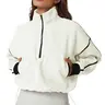 QINSEN Women's Half Zip Fleece Short Pullover Sweatshirt Winter Long Sleeve Cozy Sherpa Sweater Top