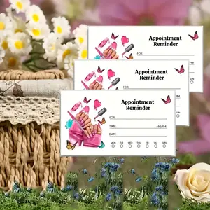 Professional Appointment Reminder Cards, Decorative Card, Office Stationery & Design with Nail Art & Butterfly Pattern, Perfect for Salons & Spa Centers