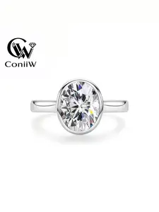 Elegant Oval Moissanite Engagement Ring, 2 Carat S925 Silver Color Jewelry, Durable Design, Perfect Wedding Proposal Gift, Moissanite Rings