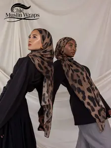 Women's Classic Leopard Print Hijab Scarf, Soft Fabric Comfortable Wear, Ramadan Fashion Jersey Hijabs for Various Occasions, Turban Hijab
