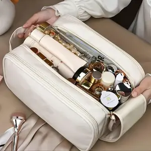 Plush Makeup Bags With Handle Soft Travel Cosmetic Storage Bag Portable Love Print Organizer Pencil Case Cute Clutch Pouch