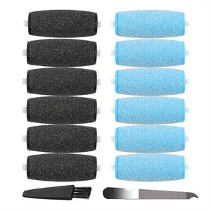 12 Pack Replacement Rollers for Amope Pedi – 6 Extra Coarse & 6 Regular Coarse Refills, Compatible with Electronic Perfect Foot File, Electric Callus Remover Roller Heads
