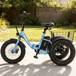 ESKUTE T300 Mini Kids' Youth Ebike - SummerWins 3-Wheel Folding Step-Thru Trike, 16x3.0 Fat Tire, 500W Peak Motor, Beginner-Friendly Gift for Ages 6+, Ebikes