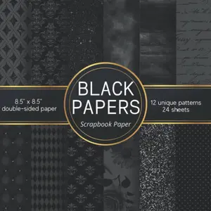 BLACK PAPERS: Scrapbooking collection with elegant, black sheets for scrapbook crafts | Junk journal kit with metallic, glitter and gothic background papers for Halloween | Black pad for drawing
