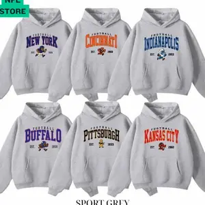 Vintage All Team Football Mascot Hoodie Sport Grey, Throwback Est. Year Graphic Pullover, Spirit Football Apparel, Game Day Outfit, Unisex M5