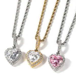 Heart Shaped Zircon Pendant – Iced Sparkle CZ Charm, Luxury Fashion Jewelry for Women