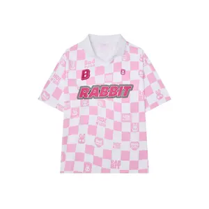 Strawberry Milk Rabbit Jersey T-Shirt, Embroidered Unisex Polo Shirt