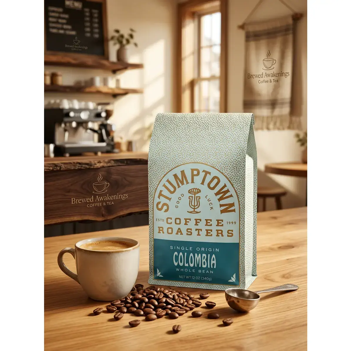 USDA Certified Organic Rainforest Alliance 100% Premium Arabica Whole Coffee Beans, 12oz Colombia Single-Origin Medium Roast Natural Gourmet Coffee, Rich Cherry & Dark Chocolate Notes, Ideal for French Press, Natural Coffee, Premium Arabica Coffee