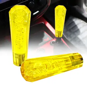 VIP 150mm Transparent Manual Yellow Diamond Crystal Bubble Shift Knob Universal