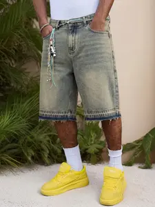 Viral Street Denim Jean Shorts! 🎁 Men's Vintage Washed and Distressed Denim Shorts | Non-Stretch Loose American Casual Street Style Summer Men's Shorts | Y2K Trendy Boyfriend Gift | TikTok Popular Summer All-Match Streetwear