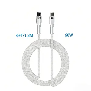 60W USB‑C to USB‑C fast charging cable, durable nylon braided, tangle-free and bend-resistant, heavy-duty Type‑C charger for iPhone 17/16/15, Samsung Galaxy, Pixel, iPad Pro